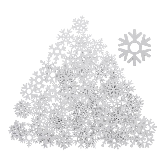 100 Pcs Snowflakes Decorations Christmas Embellishments for Crafts Ornament Office White