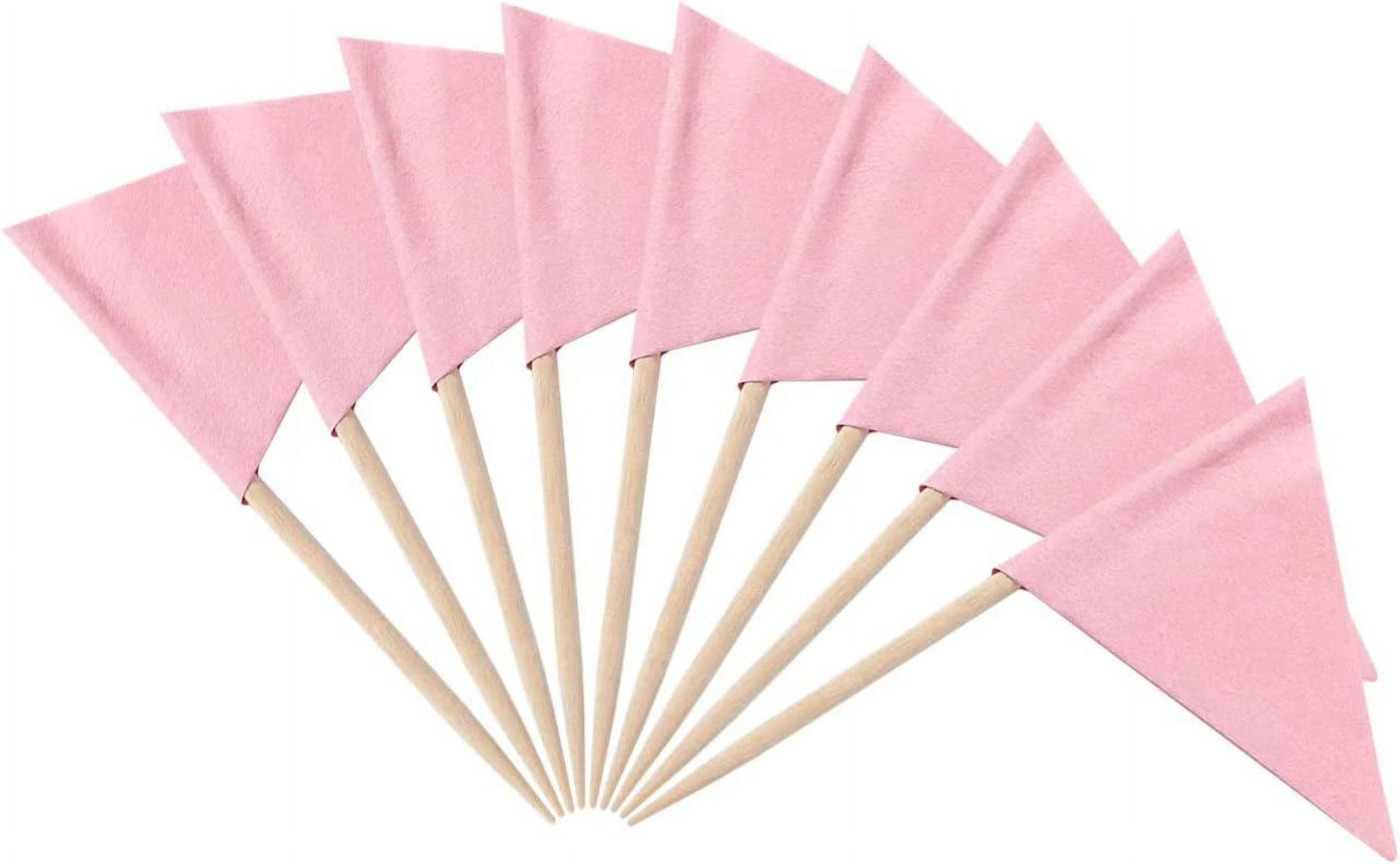 Pink Triangle Flaglets 100 Pcs Solid Pink Toothpick Flags Small Mini Plain Pink Color Triangle ...