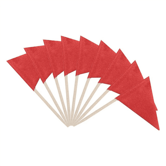 100 Pcs Solid Red Toothpick Flags Small Mini Plain Color Stick Cupcake Toppers DIY Decoration