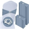 thumbnail image 1 of 100 Pcs Spandex Chair Sashes with Crown Buckle Slider Stretch Chair Bands Cover Ties for Wedding, Banquet, Gala, Corporate Event, Birthday Party, Baby Shower(Dusty Blue), 1 of 13
