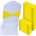 thumbnail image 1 of 100 Pcs Spandex Chair Sashes with Crown Buckle Slider Stretch Chair Bands Cover Ties for Wedding, Banquet, Gala, Corporate Event, Birthday Party, Baby Shower (Lemon Yellow), 1 of 14