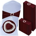 thumbnail image 1 of 100 Pcs Spandex Chair Sashes with Heart Shaped Buckle Slider Stretch Chair Cover Band Universal Elastic Ties for Wedding Banquet Event Party Decoration(Burgundy), 1 of 14