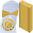 thumbnail image 1 of 100 Pcs Spandex Chair Sashes with Heart Shaped Buckle Slider Stretch Chair Cover Band Universal Elastic Ties for Wedding Banquet Event Party Decoration(Gold), 1 of 14