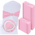 thumbnail image 1 of 100 Pcs Spandex Chair Sashes with Heart Shaped Buckle Slider Stretch Chair Cover Band Universal Elastic Ties for Wedding Banquet Event Party Decoration(Pink), 1 of 14
