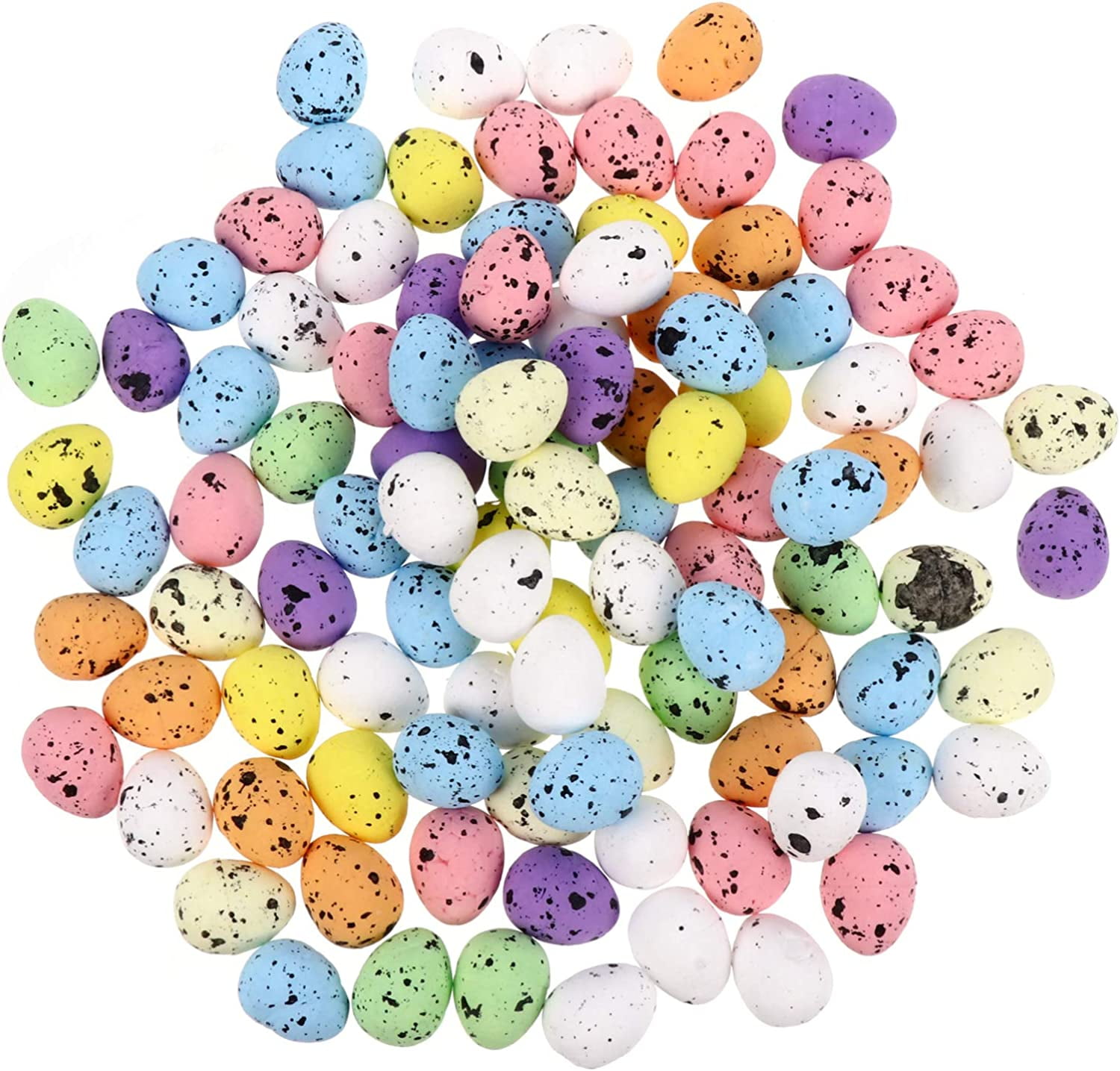 100 Pcs Speckled Foam Easter Eggs Mini Styrofoam Bird Eggs Graffiti Eggs Basket Stuffers Easter