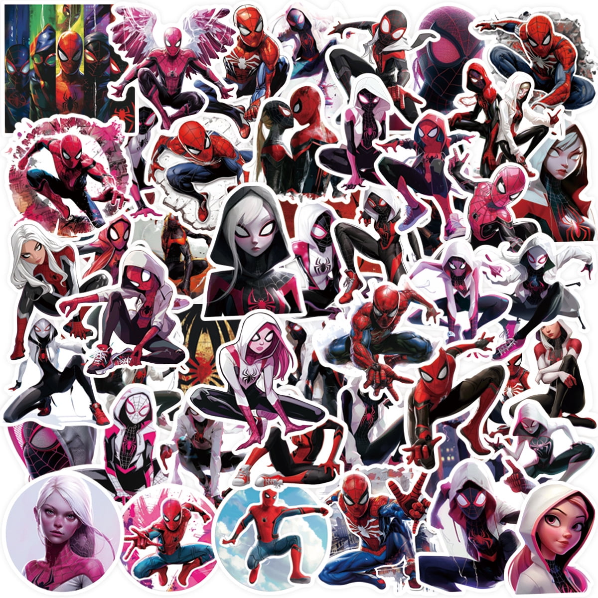 100 Pcs Spider-Man Sticker Stickers Mixed Pack,Cartoon Characters ...