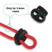100 Pcs Spring Cord Locks Plastic End Fastener Double Holes Clip Rope Toggle Stoppers Sliders, Black #1