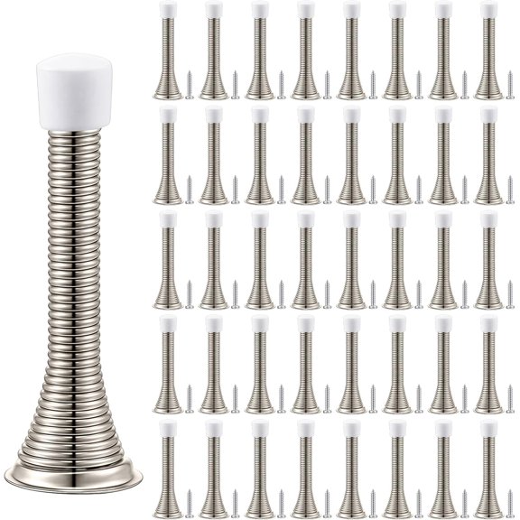 100 Pcs Spring Door Stopper with Rustproof Screw Rubber Bumper Tips, 3" Flexible Heavy Duty Spring Wall Door Stop Low Mounted Door Bumper for Home Spring Door Stoppers for Bottom of Door