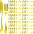 thumbnail image 1 of 100 Pcs Stainless Steel Gold Silverware Set Bulk Flatware Set Service for 50, 50 Pcs Dinner Forks and 50 Pcs Dinner Knives Tableware Cutlery Set for Butter Kitchen Restaurant, Dishwasher Safe, 1 of 6