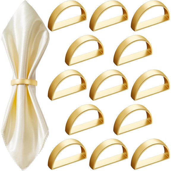 100 Pcs Stainless Steel Napkin Rings Metal Napkin Ring Holders Easter Modern Serviette Buckles Metallic Adornment for Spring Table Kitchen Dinner Party Wedding(Matte Gold Semicircle)