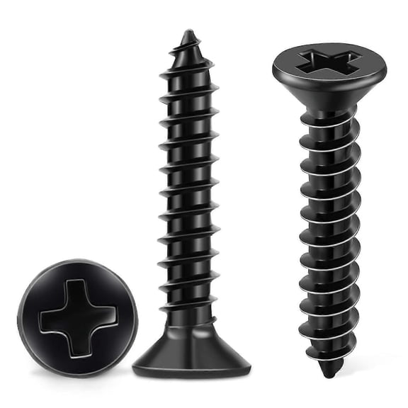 100 Pcs Stainless Steel Screws 18-8 A2 Cross Countersunk Head Ph 4 X 20 Mm Black Self Tapping Screws, Stainless Black Oxide Diy Wood Screw M4