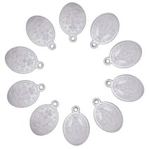 100 Pcs Stainless Steel Virgin Mary Oval Miraculous Medal Charms Pendants for Jewelry Making 14x9mm