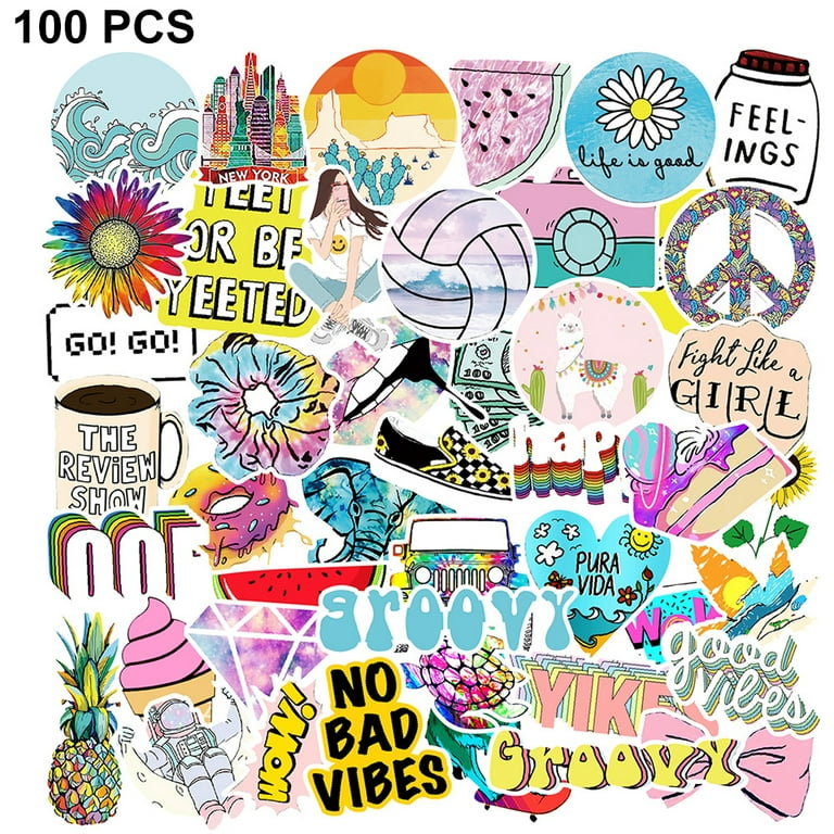 100 Pcs Stickers for Laptop, Water Bottle, Hydro Flasks, Wall, Bumper,  Computer, Waterproof, Cute Stickers for Teen Girls