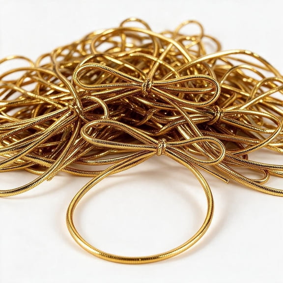 100 Pcs Stretch Loops Metallic Elastic Cord, Pre Tied Ornament Strings, Elastic Ribbon for Tags, String Bows (Glod,Sliver)