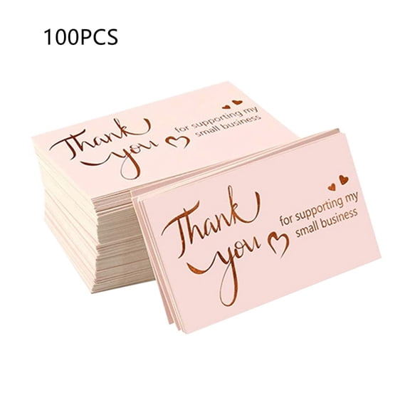 100 Pcs Thank You for Your Support Business Cards Bulk Gold Thanks Greeting Cards for Online, Retail Store,Handmade Goods,Customer Package Inserts 3.5 x 2 Inch