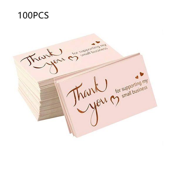 100 Pcs Thank You for Your Support Business Cards Bulk Gold Thanks Greeting Cards for Online, Retail Store,Handmade Goods,Customer Package Inserts 3.5 x 2 Inch