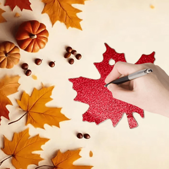 100 Pcs Thanksgiving Gift Tags, Gift Tags with String Attached, Fall Maple Leaf Kraft Paper Tag, Red Maple Leaves Paper Labels with 33 Feet Red White String for Thanksgiving, Christmas, Wedding