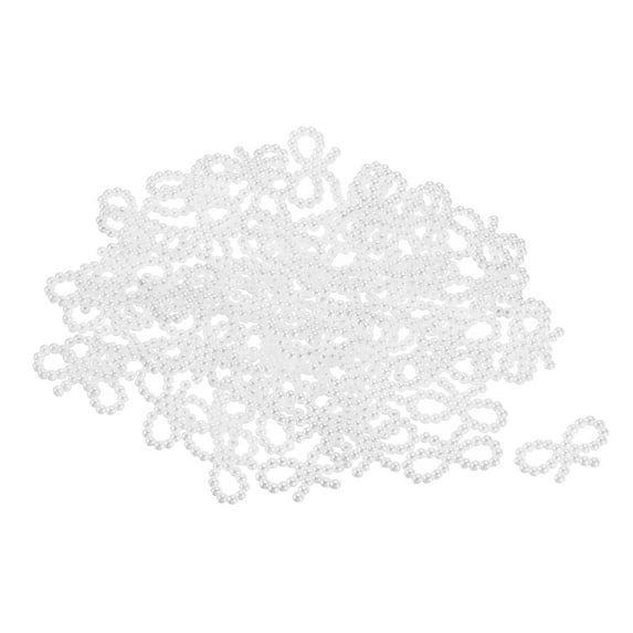 100 Pcs Tiny Glitter Christmas Bows ABS Pearl-like Bow White Garland Winter Party Valentines Supplies
