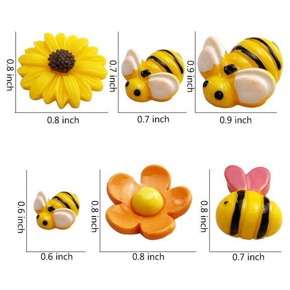 100 Pcs Tiny Resin Bee Flower Craft Set Multi Size 1 Pack