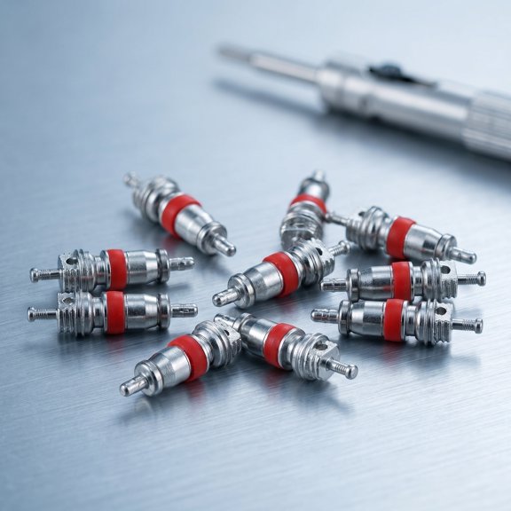 WEUVEB Copper Nickel-Plated Tire Valve Stem Core Replacement for Cars, Motorcycles, and Multi-Vehicle Use