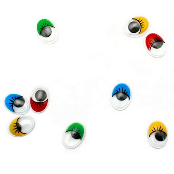 ROSENICE 100pcs 15mm Colorful Wiggle Eyes Assortment with Painted Lids and Lashes for Kids