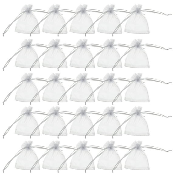 Masteelf Organza Gift Bags for Storage Use Light Grey Cloth Drawstring Favor Bags 100pcs Small Size