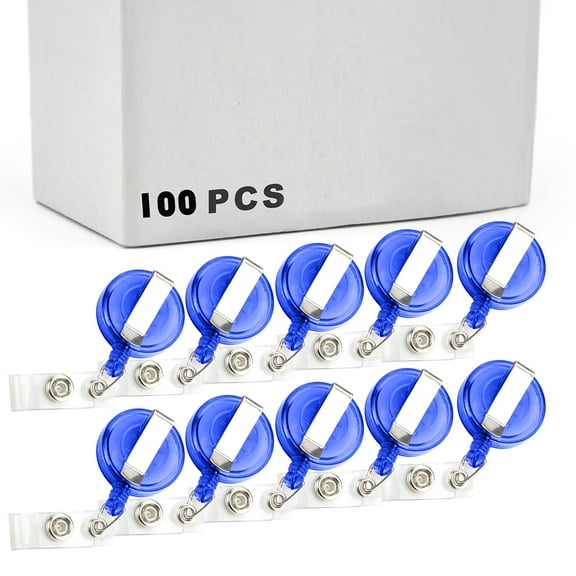 100 Pcs Translucent Blue ID Card Holder Reels