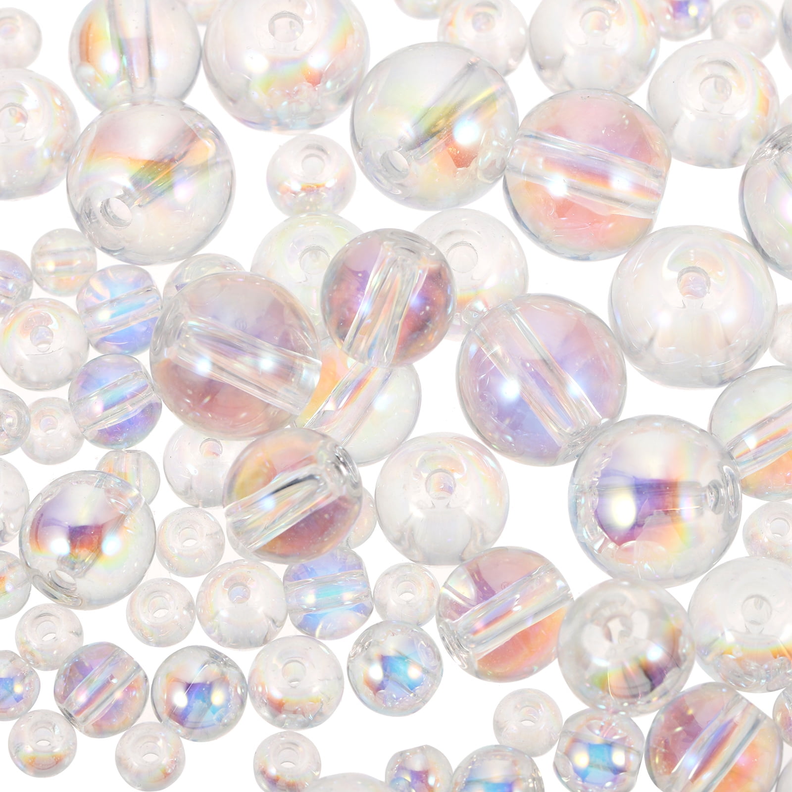 100 Pcs Transparent Ab Colored Beads Earrings Jewlery Bulk Glass