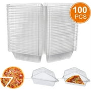 100 Pcs Transparent Cake Slice Containers Plastic Containers with Lids 5“ Clear Medium Hinged Lid Cheesecake Container Pie Slice Containers Disposable to Go Box for Restaurants Delivery Takeout