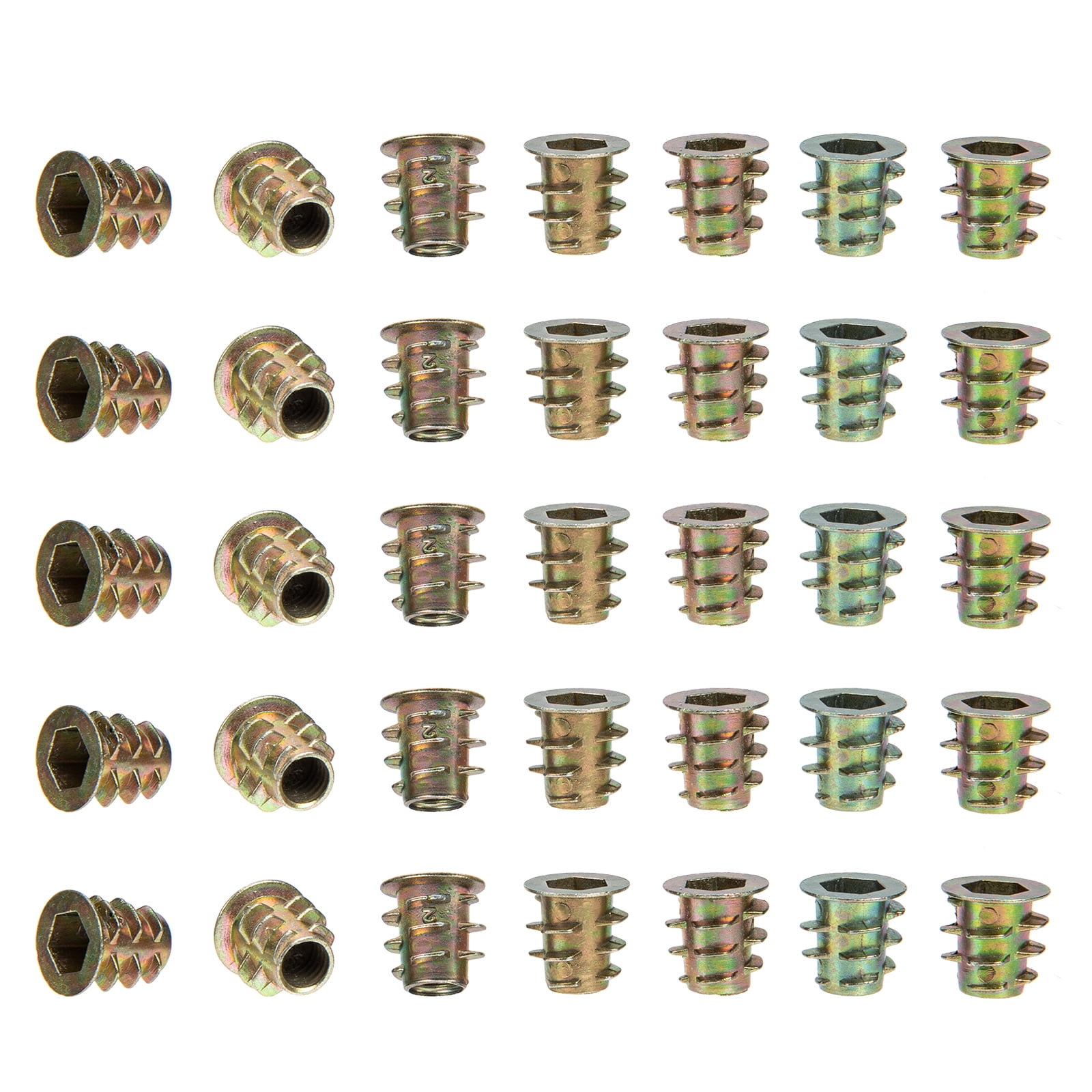100 Pcs Trapezoidal Nut Hex Socket Nut Wood Bolt Inserts Threaded