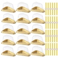 thumbnail image 1 of 100 Pcs Triangular Cake Slice Containers with Lids and Packaging Sticker, Clear Plastic Dessert Wedge Boxes, Disposable Individual Serve Gold Base, For Bakery Takeout, 1 of 5