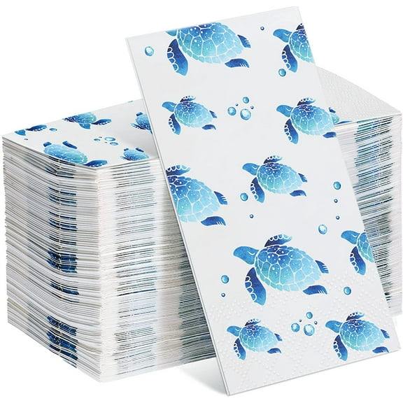 100 Pcs Turtle Disposable Hand Towels Paper Napkins for Bathroom Guest Decorative Soft Towels Ocean Party Supplies Summer Sea Decoration for Graduation Birthday Holiday Wedding Baby Shower