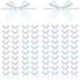 thumbnail image 1 of 100 Pcs Twist Tie Bows, 2.75" Satin Twist Tie Bows for Treat Bag Satin Ribbon Tie Bows for Tying Up Packages Present Bags Bakery Candy Bags Decorating Ribbon Bow Gift Wrap Bows (White), 1 of 7