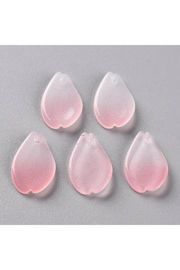 100 Pcs Two Tone Transparent Spray Painted Glass Pendants Petaline Pendants Accessory Pink Jewelry Findings for Women Festival Elegant Gifts DIY Personalized Jewelry 16x9.5x2mm Hole: 1mm Pink DIY