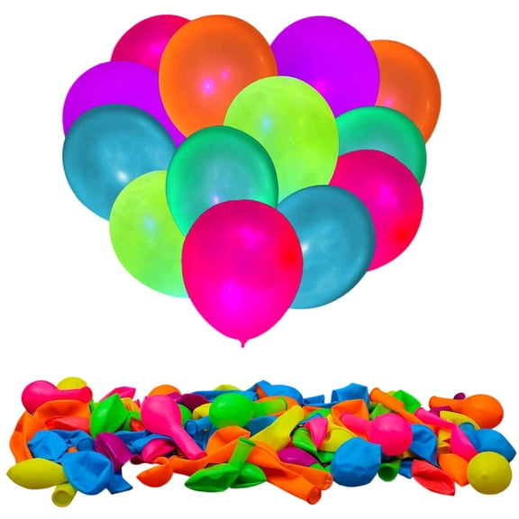 100 Pcs UV Neon Balloons,Neon Glow Party Balloons UV Black Light Balloons Glow in the Dark for Birthday Decorations Wedding Glow Party Supplies Blacklight Reactive Fluorescent