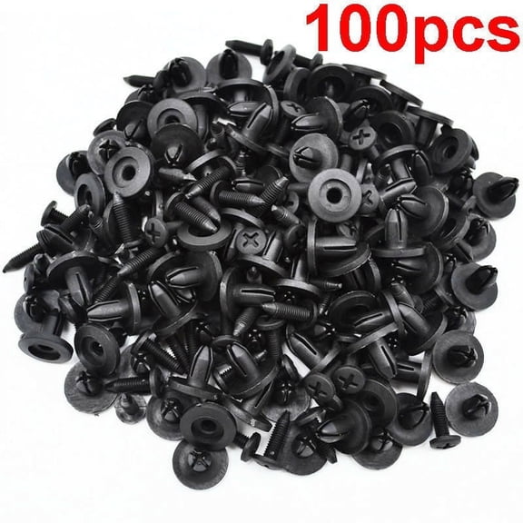 100 Pcs Universal Car Truck Bumper Fender Rivet Fastener Clips 6mm Hole Black