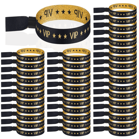 100 Pcs VIP Wristbands Cloth for Events Party VIP Bracelets for Wedding Concert Fair Black