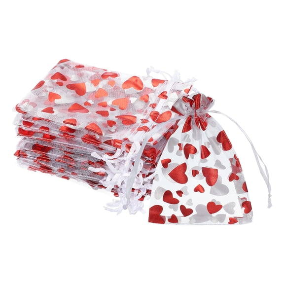 100 Pcs Valentine Treat Bags, 4.7" x 3.5" Heart Cello Treat Bags with Twist Ties, for Cookie Candy Wrapping, White