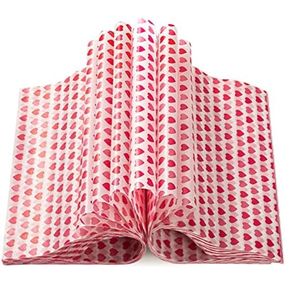 100 Pcs Valentine's Day Wax Paper Sheets - Deli Paper, Sandwich Wrap, Candy & Cookie Wraps - Waterproof, Oil-proof Picnic Basket Liners with Heart Pattern for Kitchen & Handmade Food