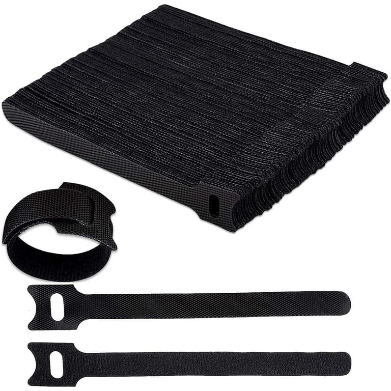 100 Pcs Velcro Cable Ties, Cable Ties Reusable, Black Adjustable Reusable  Cable Ties Straps, Adjustable Releasable Hook and Cat Head Loop Cable Straps  for PC, TV, Home and Office Electronics 