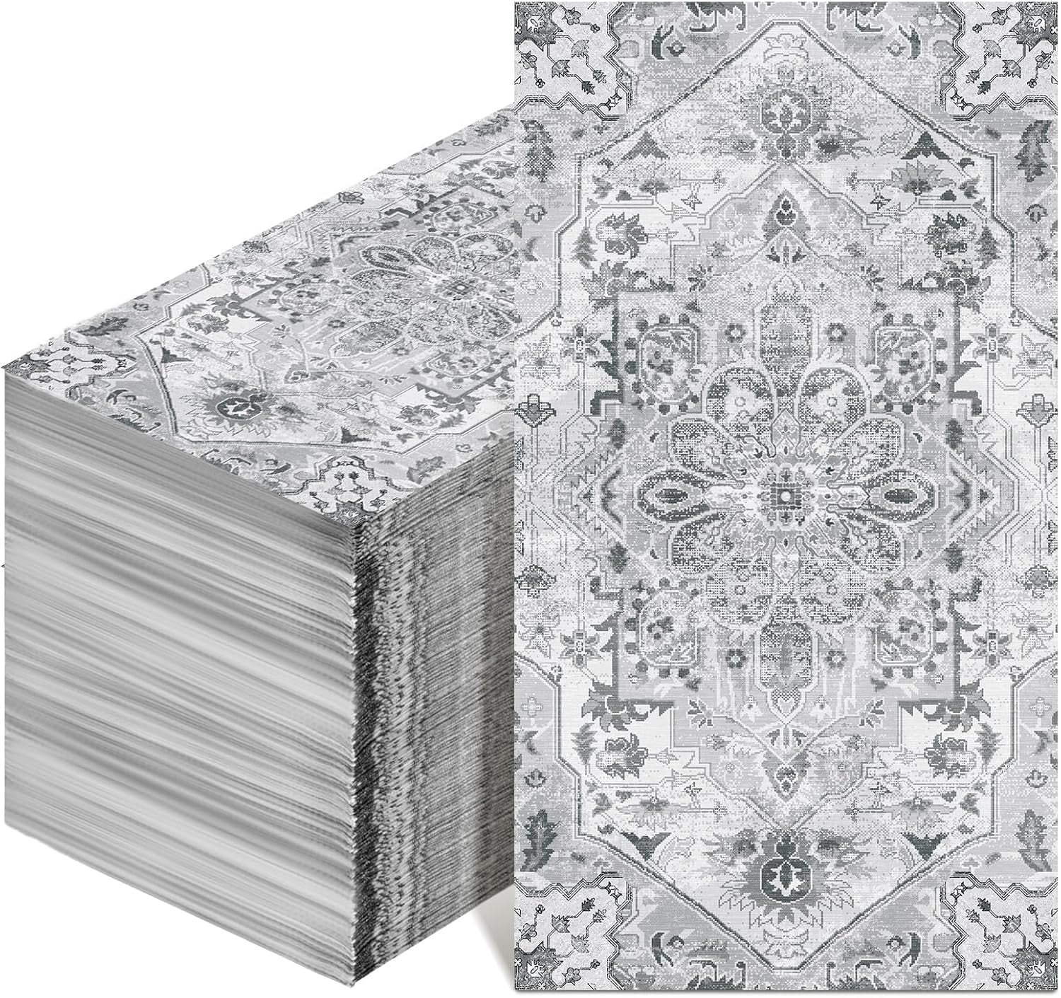 100 Pcs Vintage Boho Napkins Paper Guest Towels 2 Ply Decoupage Napkins Disposable Decorative Hand Towel for Bathroom Kitchen Wedding Party Dinner(Grey)