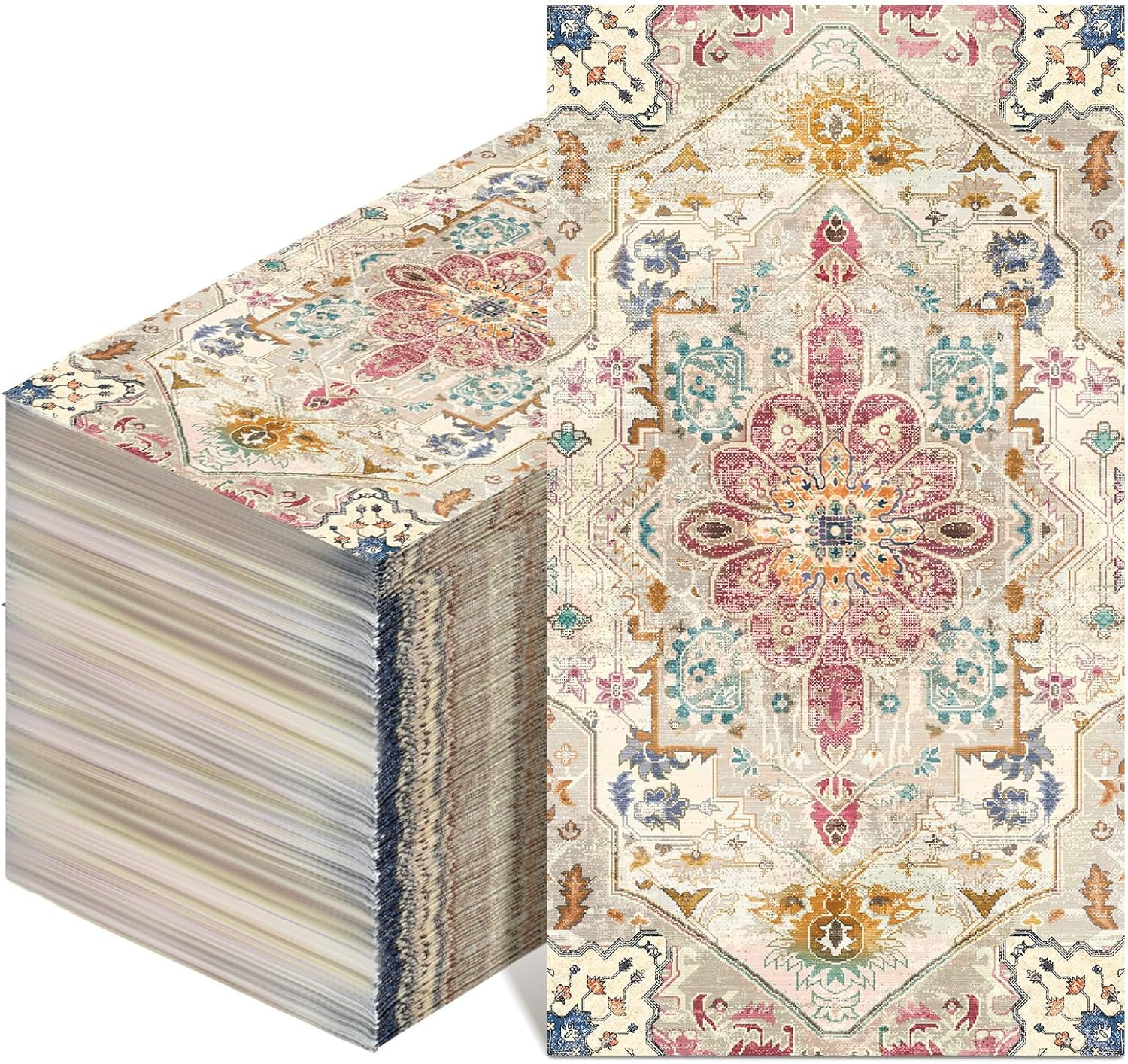 100 Pcs Vintage Boho Napkins Paper Guest Towels 2 Ply Decoupage Napkins Disposable Decorative Hand Towel for Bathroom Kitchen Wedding Party Dinner(Multicolor)