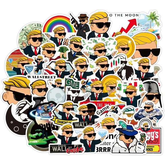 100 Pcs Vinyl Sticker of Wall Street Bets WSB Gamestop Stonk Meme Stocks Trading theme Waterproof Stickers Bomb for Wall, Computer, Laptop, Skateboard, Water Bottle, Mug, Kids Scrapbook Gift (WSB)