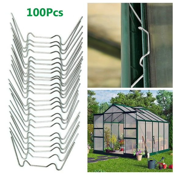 100 Pcs W-Type Stainless Steel Greenhouse Glass Pane Fixing Clips Greenhouse Glass Spring Wire Glazing Overlap Clips Fixing Clamps