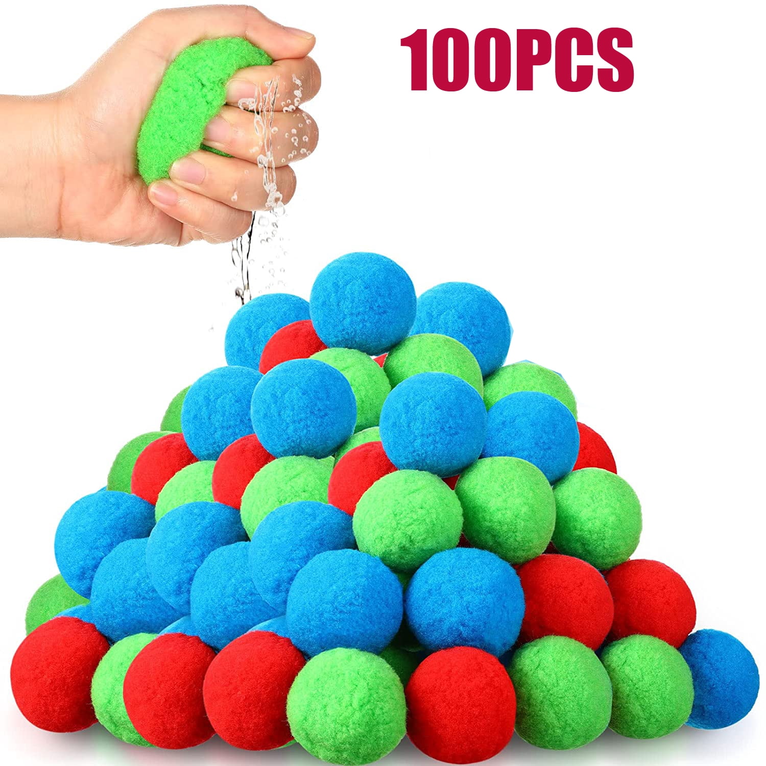 100 Pcs Water Balls Instant Water Fight Kit Cotton Water Splash Ball ...