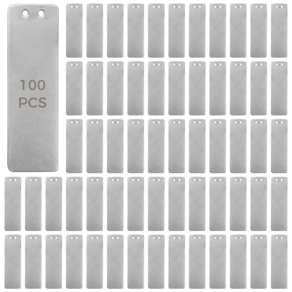 100 Pcs Waterproof Aluminum Plant Labels for Outdoor Garden, Long-lasting Metal Markers for Plants, Scratch-Resistant, Double-Sided Writing Surface, Easy to Hang, 3.23* 0.98 in (8.2 x 2.5 cm)
