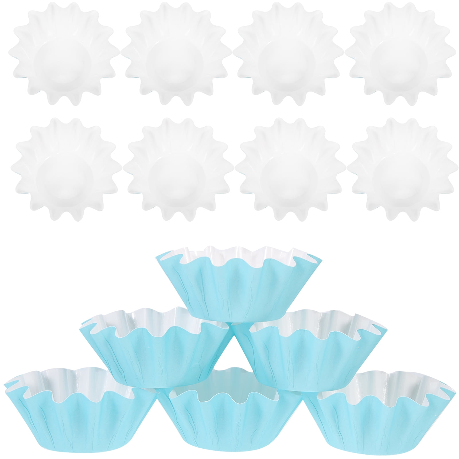 100 Pcs Wavy Cake Trays Baking Paper Cups Ramekins for Muffins Soft ...