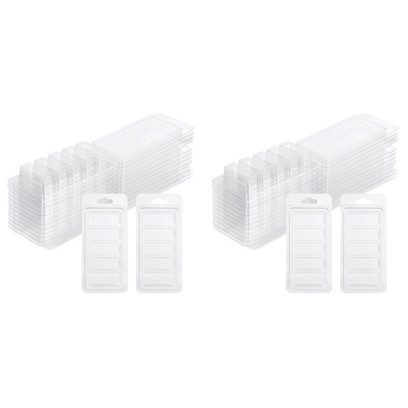 100 Pcs Wax Melt Containers, 5-Cavity Wax Melt Clamshell Molds,Clear Empty Plastic Wax Melt Mold for DIY Candles Making