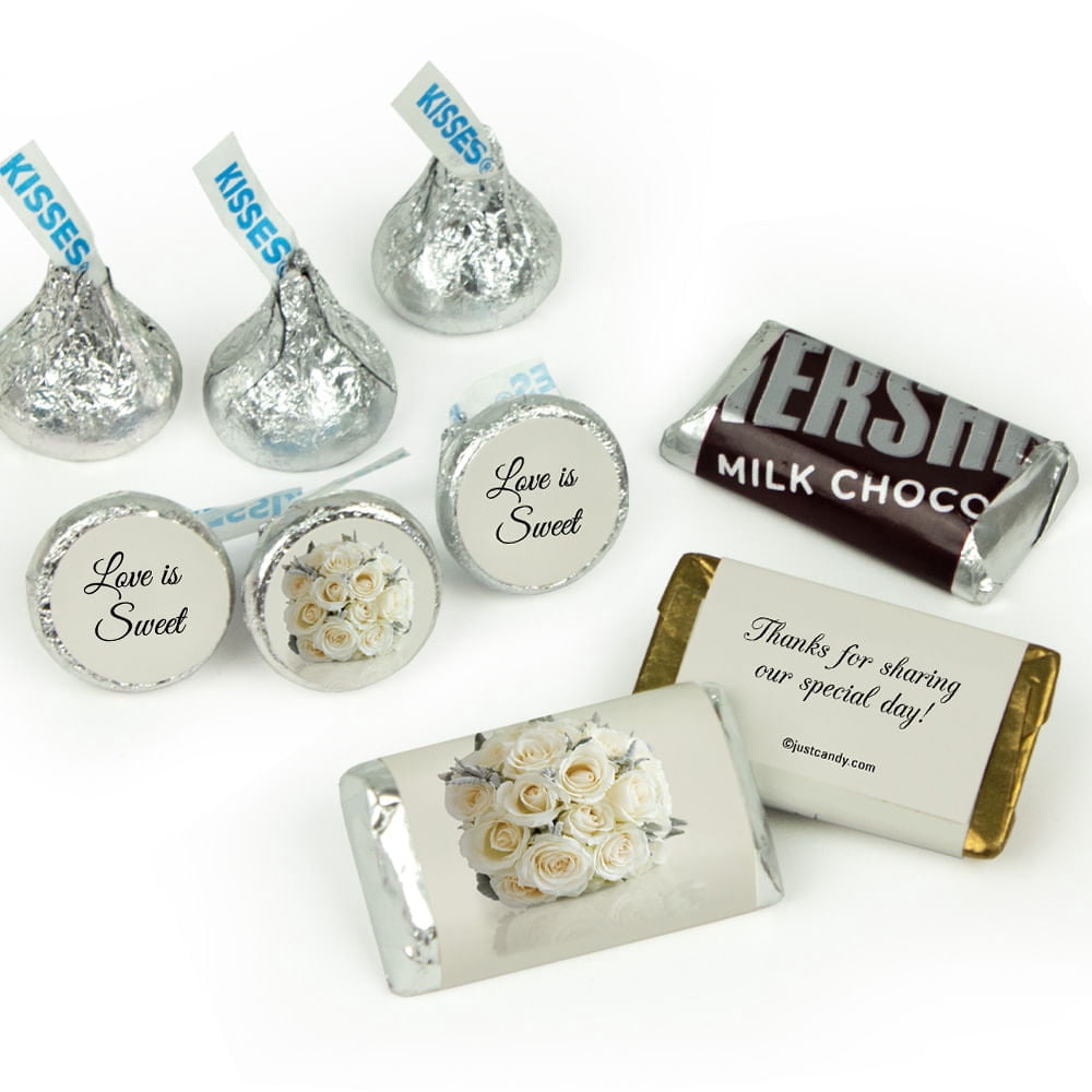 90 Pcs Wedding Candy Party Favors Milk Chocolate Hershey's Kisses with Stickers - Floral