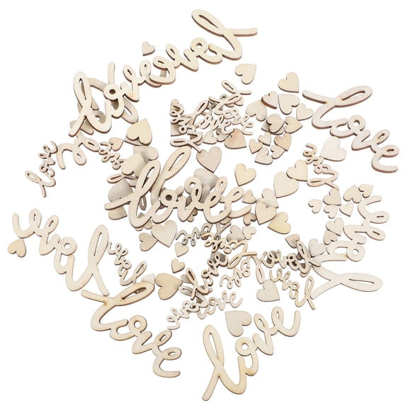 100 Pcs Wedding Decoration Heart Slices Valentine Crafts Cutout Wood Letters Wooden Love Chips Small Wooden Letters
